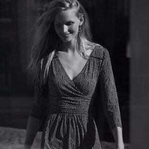 Anthropologie 'Galena' Black & White Midi Dress by Maeve